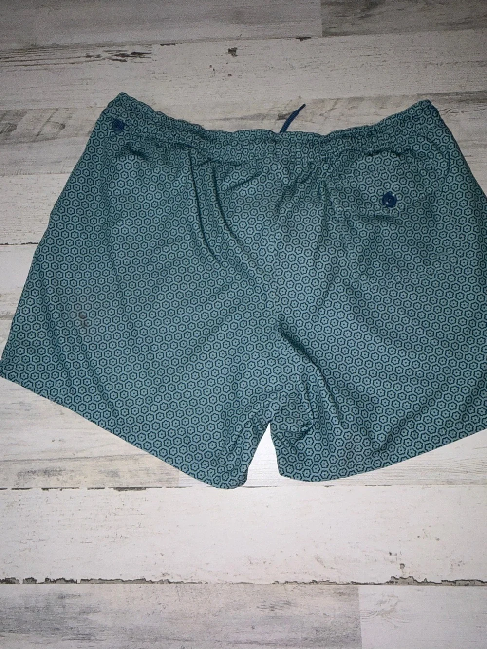 J. Crew Men's Teal Geometric Swim Trunks